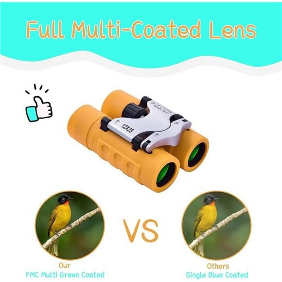 Binoculars for Kids, Compact High Resolution Shockproof Binoculars 12X25(Orange) - Picture 5 of 6